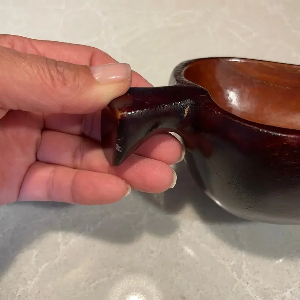 Vintage MCM set of 2 hearts shaped wooden bowls serving dishes decorative only